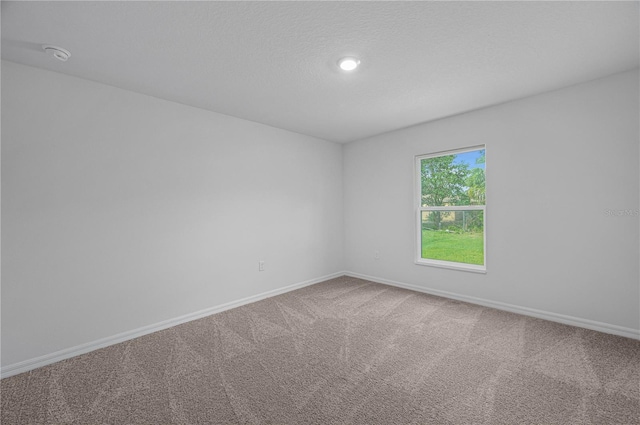 empty room with a textured ceiling and carpet flooring