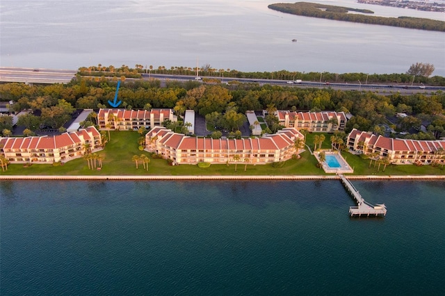 bird's eye view featuring a water view