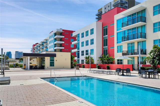 view of pool featuring a patio area