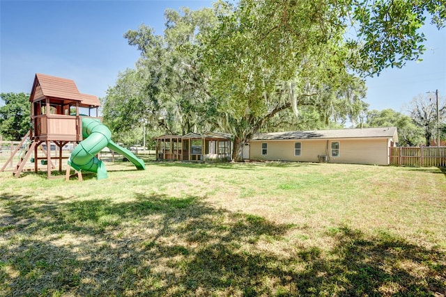 view of yard featuring a playground