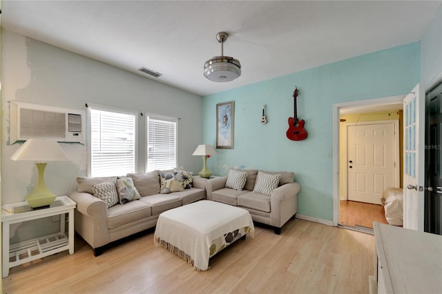 living room featuring light hardwood / wood-style flooring