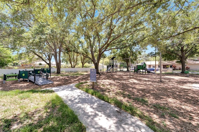 view of yard with a playground