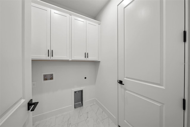 laundry area featuring electric dryer hookup, cabinets, and hookup for a washing machine