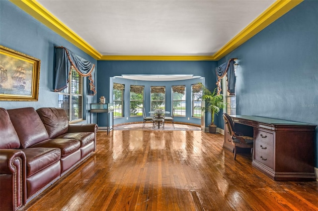 office featuring dark hardwood / wood-style flooring and french doors