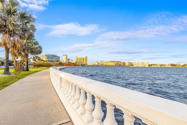 property view of water with a city view