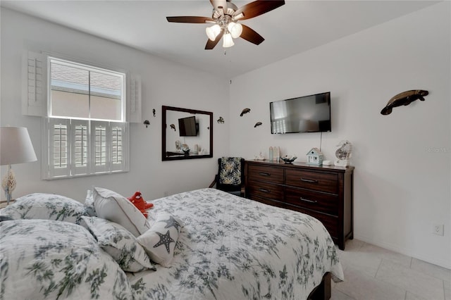 bedroom featuring ceiling fan