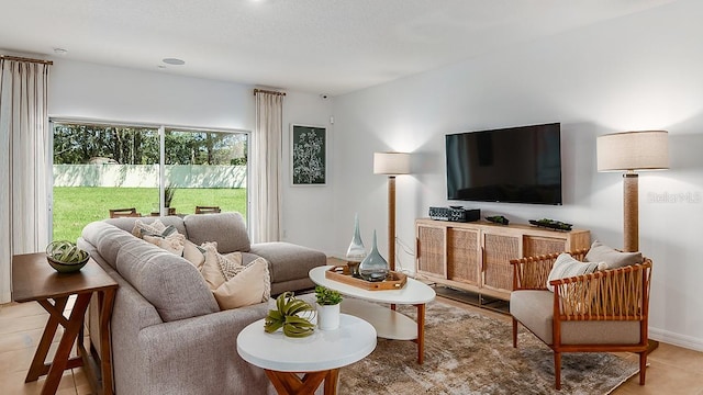 view of tiled living room