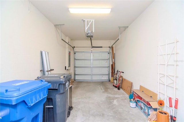 garage with a garage door opener