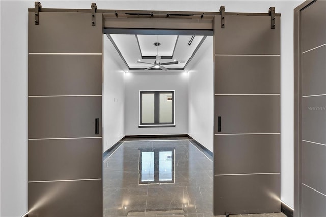 hallway with a barn door