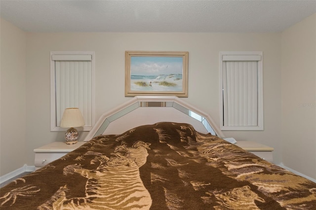 bedroom featuring a textured ceiling