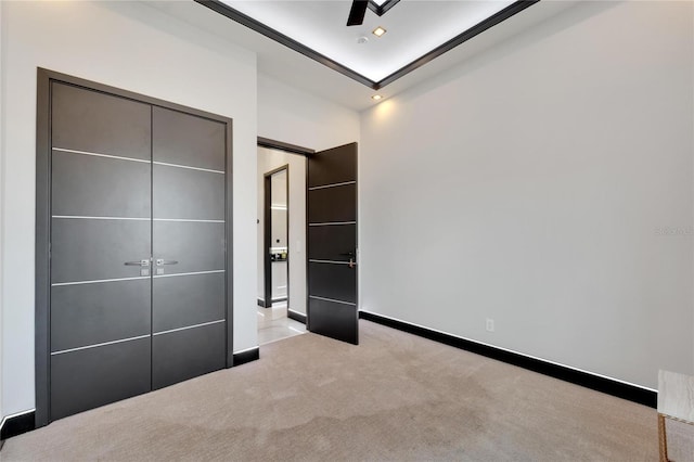 6542 Simone Shores Cir, Apollo Beach, FL 33572 - unfurnished bedroom featuring carpet floors, baseboards, recessed lighting, and a closet