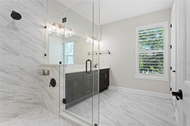 4606 W Fig St Unit 4, Tampa, FL 33609 - full bath with marble look tiles, double vanity, and a marble finish shower