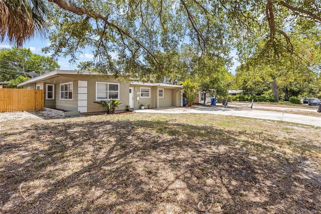 view of single story home