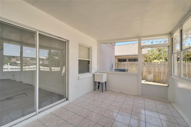 view of unfurnished sunroom