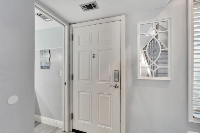 interior space with light hardwood / wood-style floors