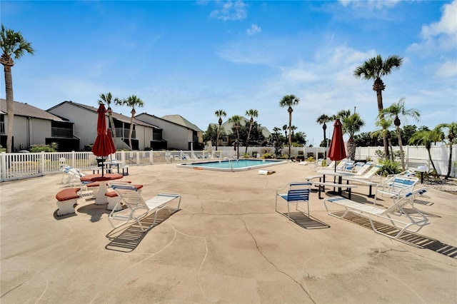 view of pool featuring a patio