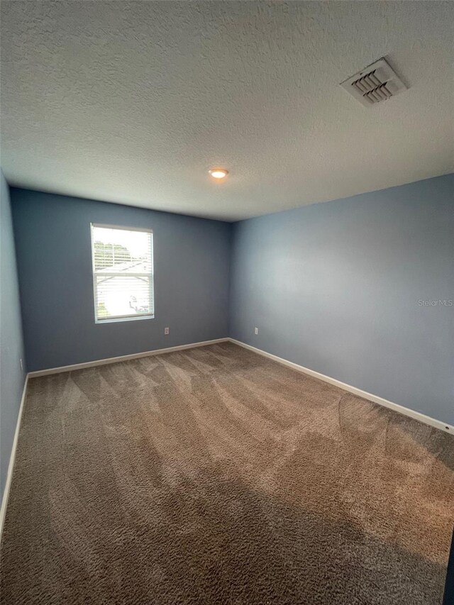 spare room featuring carpet and a textured ceiling