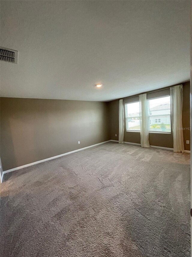 empty room featuring carpet floors and a textured ceiling