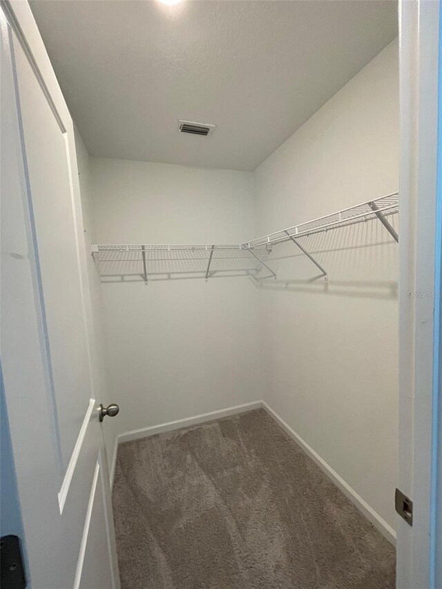 spacious closet with dark carpet