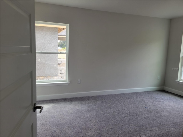 unfurnished room featuring carpet and a healthy amount of sunlight