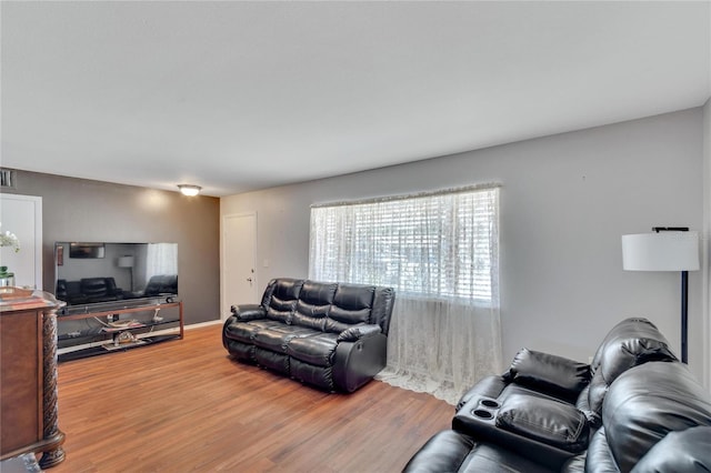 living room featuring light wood-type flooring