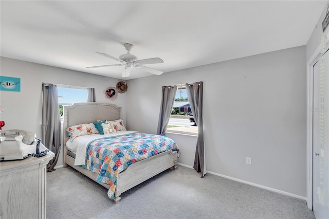 bedroom with carpet and ceiling fan