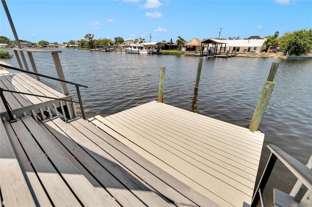 dock area featuring a water view