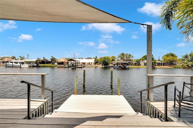 view of dock featuring a water view