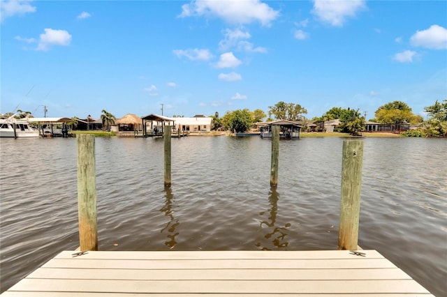 view of dock featuring a water view