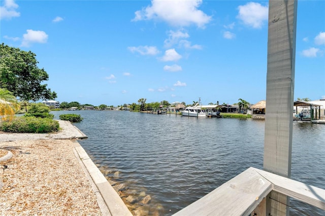 dock area featuring a water view