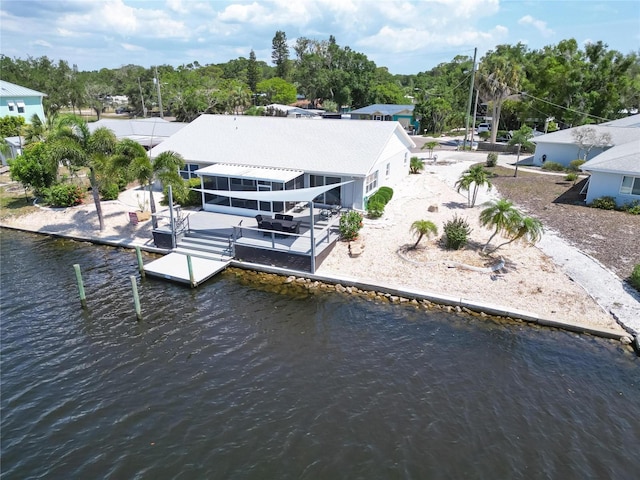 exterior space featuring a water view