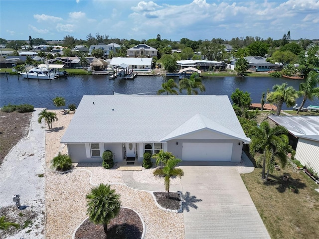 bird's eye view featuring a water view