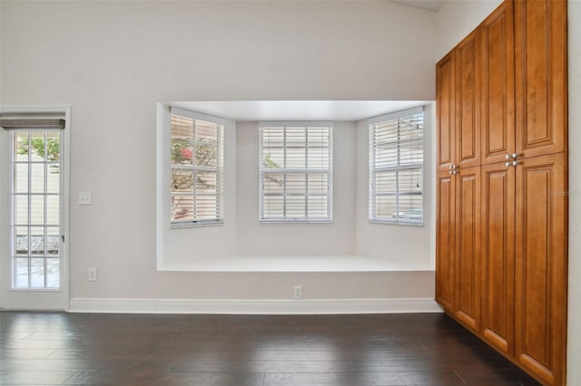 spare room featuring dark wood-type flooring