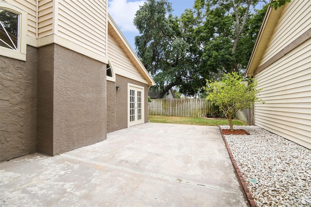 view of patio / terrace featuring french doors