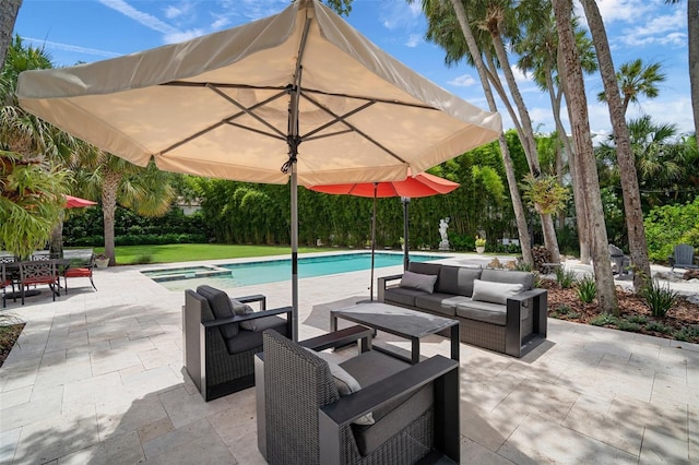 view of patio featuring an outdoor living space