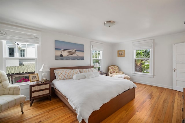 bedroom featuring light wood-type flooring