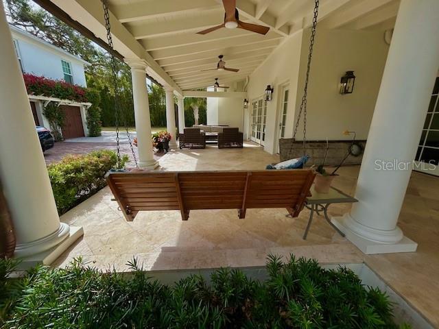 view of patio / terrace featuring outdoor lounge area and ceiling fan