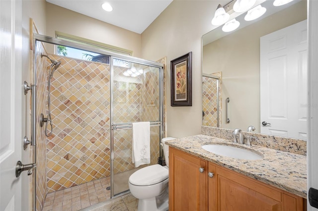 1227 Toscano Dr, Trinity, FL 34655 - full bath featuring vanity, a stall shower, and toilet