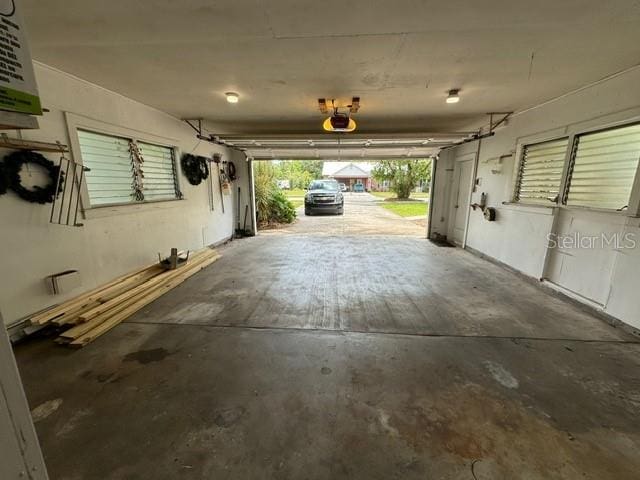 garage with a garage door opener