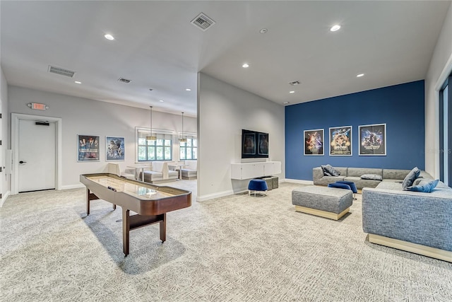 game room featuring carpet floors