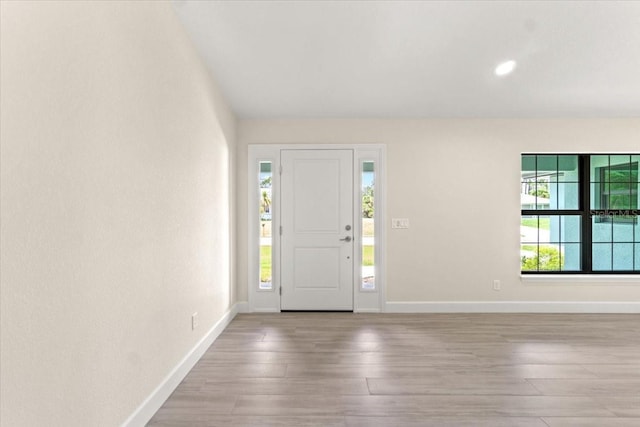 entryway with a healthy amount of sunlight and light wood-type flooring