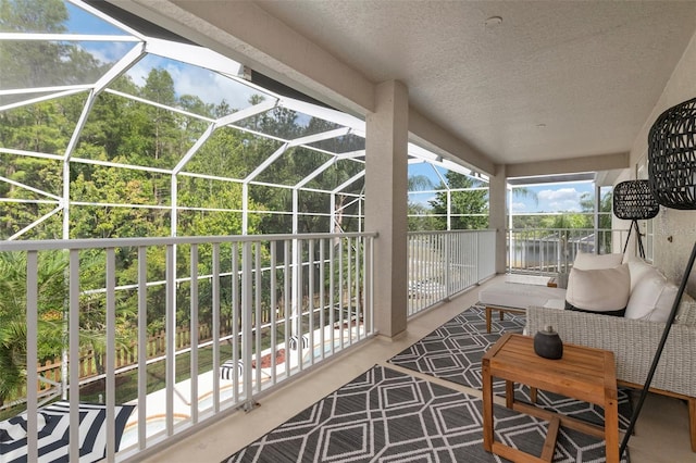 sunroom with a swimming pool