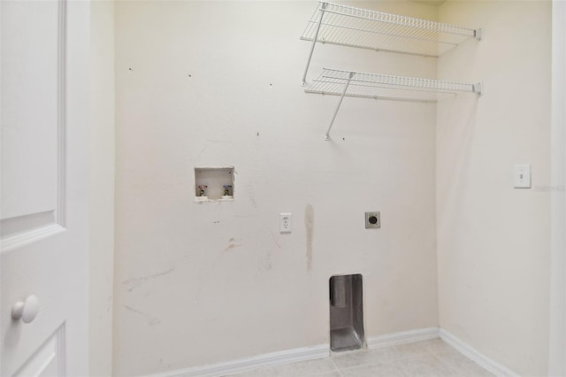 laundry area featuring tile floors, hookup for an electric dryer, and hookup for a washing machine