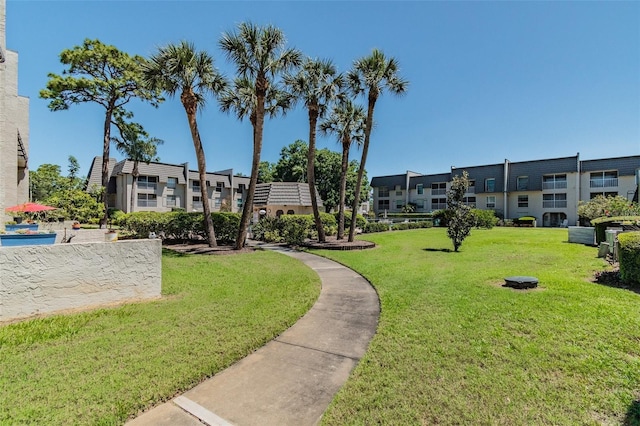 view of home's community with a yard