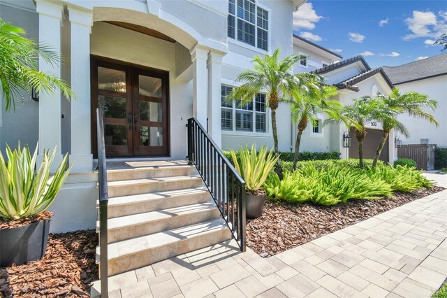 doorway to property with french doors