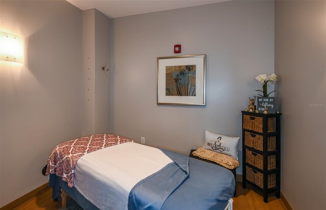 bedroom with hardwood / wood-style floors