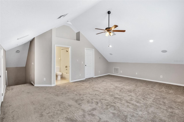 805 Woodcarver Ln, Brandon, FL 33510 - additional living space featuring lofted ceiling, a ceiling fan, and carpet