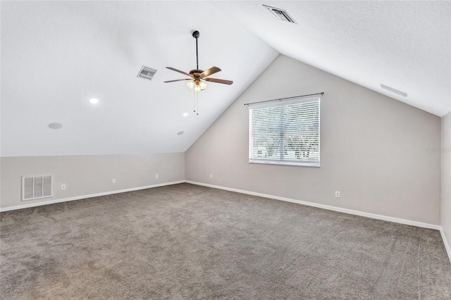 805 Woodcarver Ln, Brandon, FL 33510 - additional living space with carpet flooring, ceiling fan, and vaulted ceiling