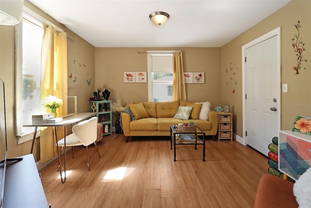 living room featuring light wood-type flooring