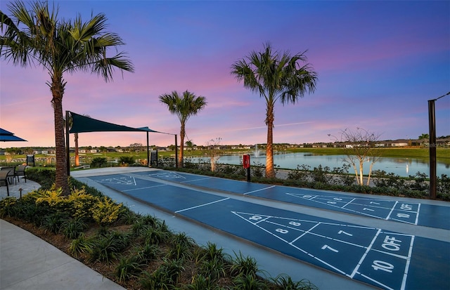 view of property's community with a water view